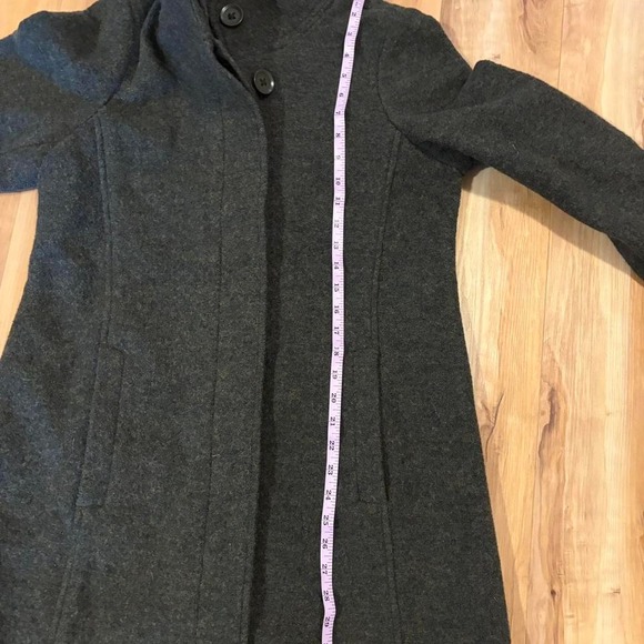 L.L.Bean Green Car Coat Boiled 100% Wool Single Breasted Buttons Princess S - Picture 6 of 9